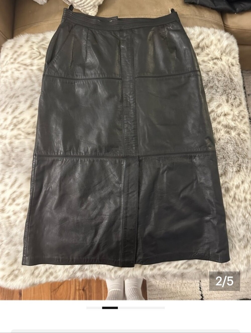 VINTAGE FROM POLAND Black Leather Pencil Skirt - Classic Women's Style
